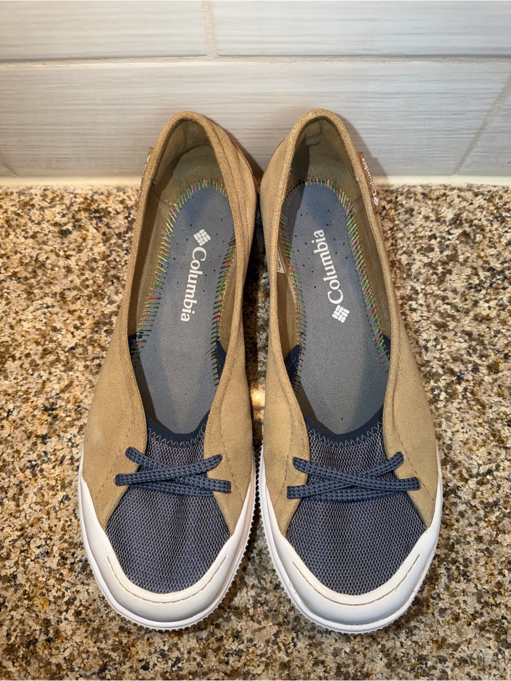 Columbia Women's Tan and Navy Slip-On Loafers